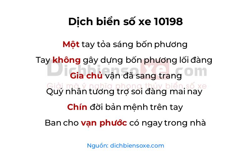 Dịch thơ biển số 10198