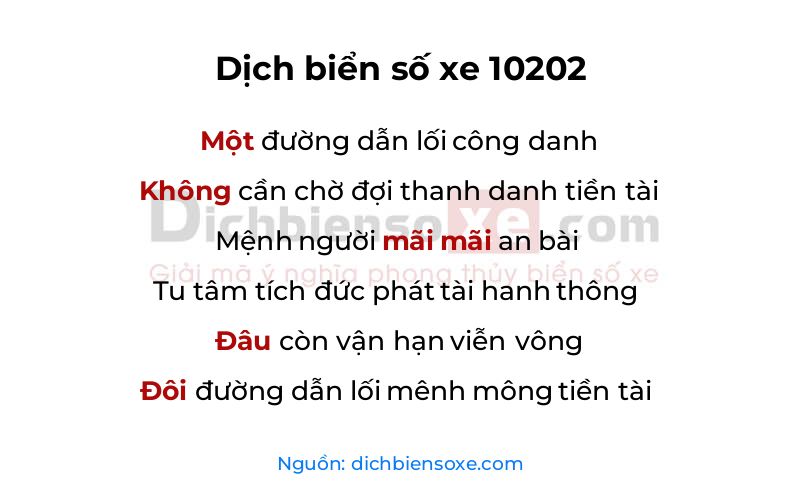 Dịch thơ biển số 10202