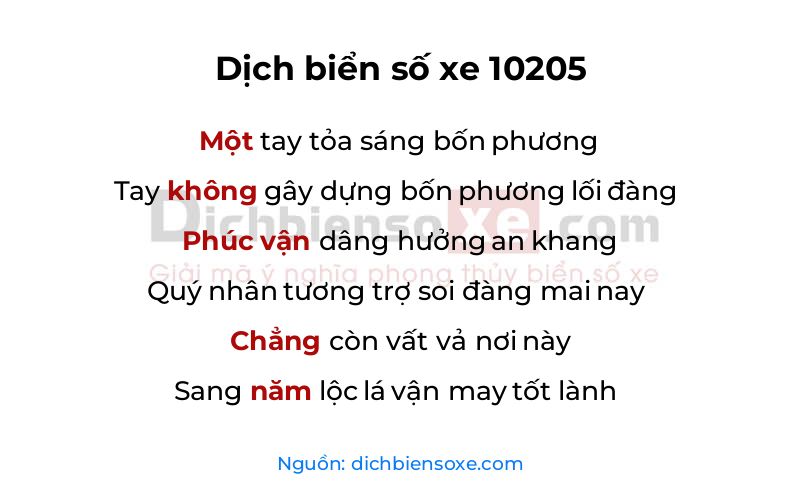 Dịch thơ biển số 10205