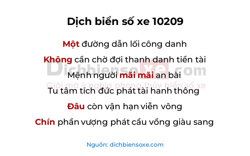 Dịch thơ biển số 10209