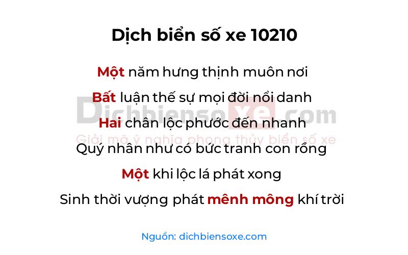 Dịch thơ biển số 10210