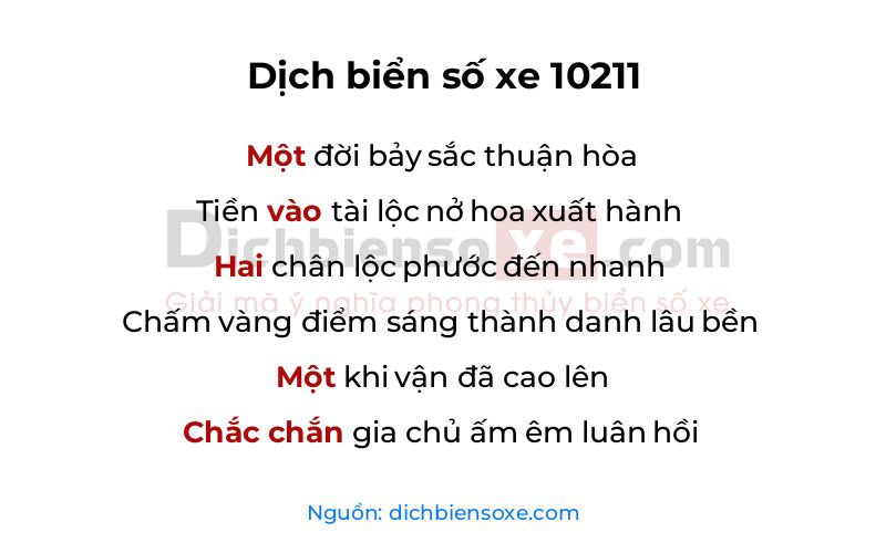 Dịch thơ biển số 10211