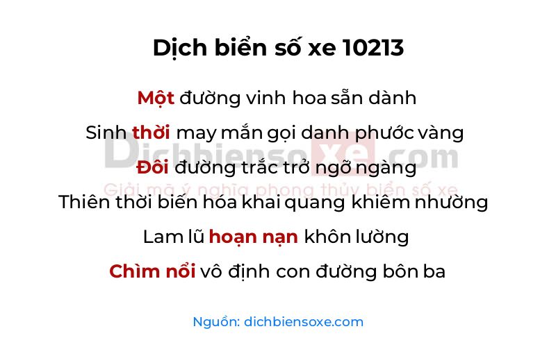 Dịch thơ biển số 10213