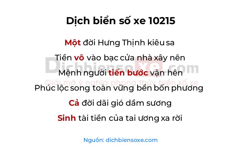 Dịch thơ biển số 10215