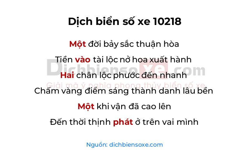 Dịch thơ biển số 10218