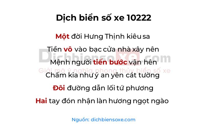 Dịch thơ biển số 10222