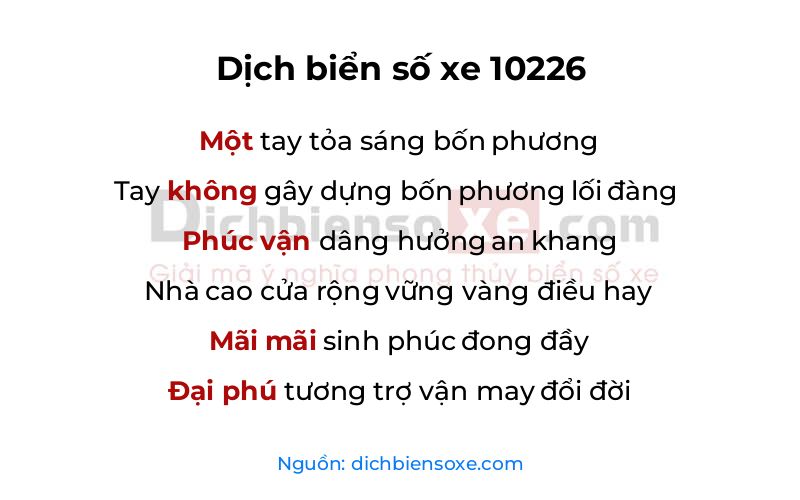 Dịch thơ biển số 10226
