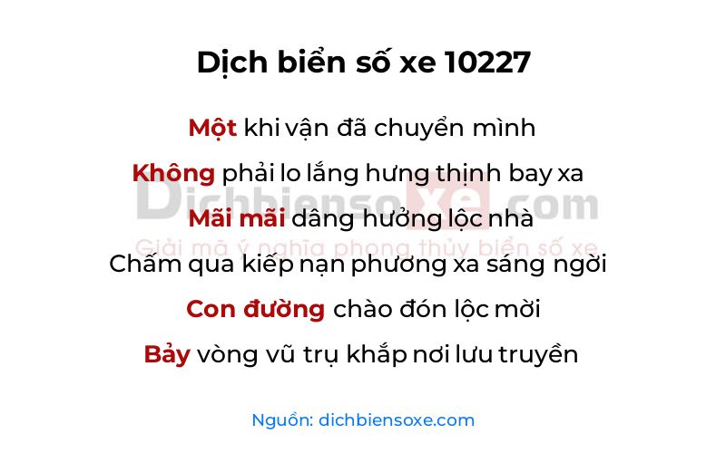Dịch thơ biển số 10227