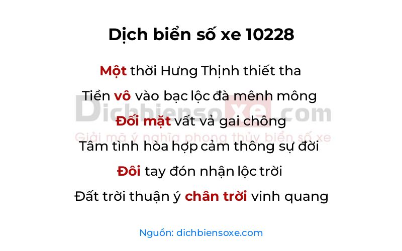 Dịch thơ biển số 10228
