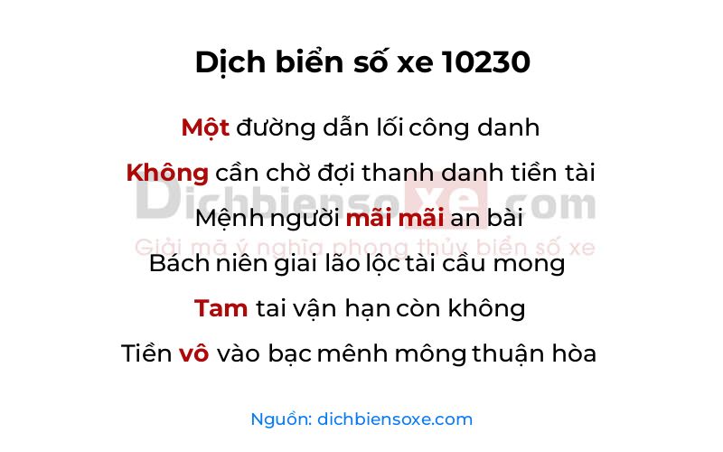 Dịch thơ biển số 10230