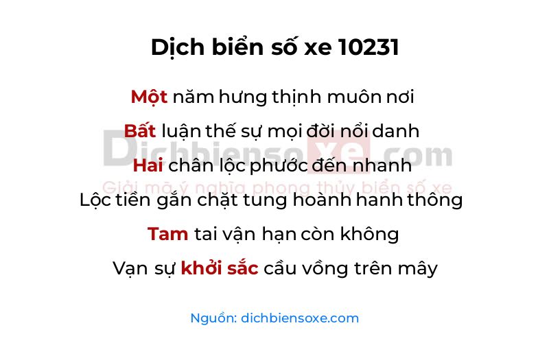 Dịch thơ biển số 10231