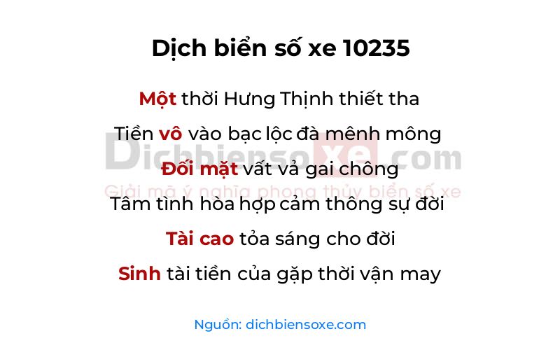Dịch thơ biển số 10235