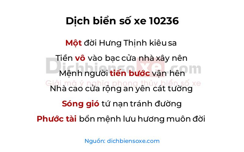 Dịch thơ biển số 10236
