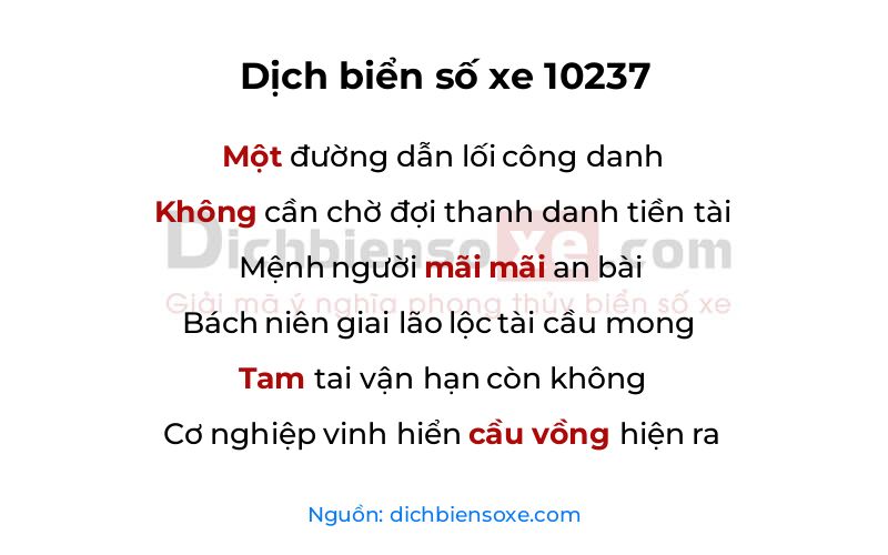 Dịch thơ biển số 10237