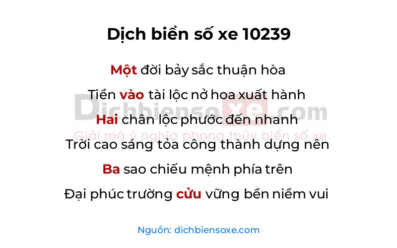 Dịch thơ biển số 10239