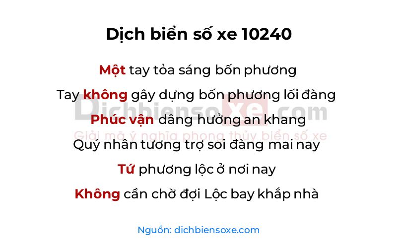 Dịch thơ biển số 10240