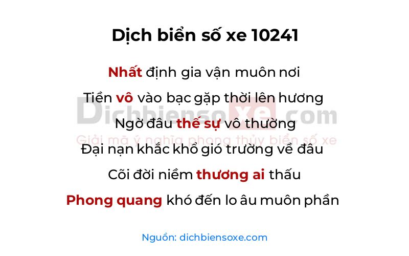 Dịch thơ biển số 10241
