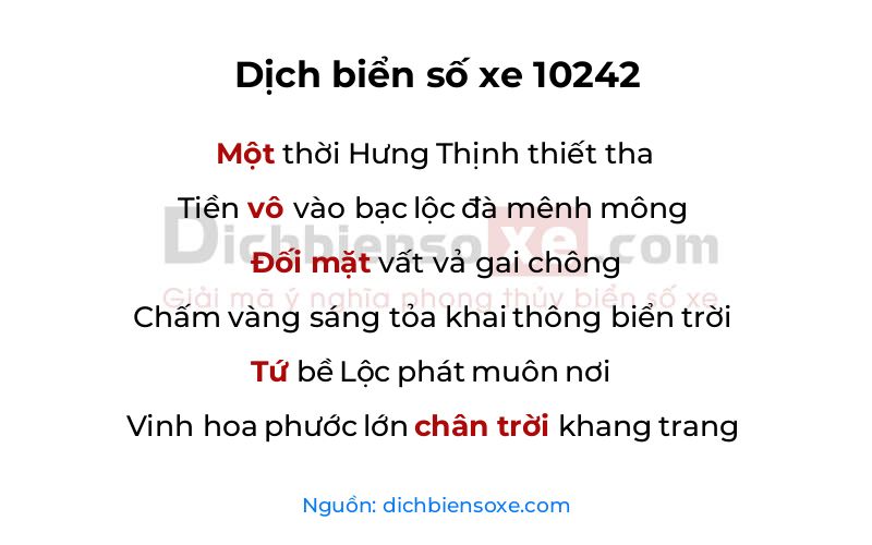 Dịch thơ biển số 10242
