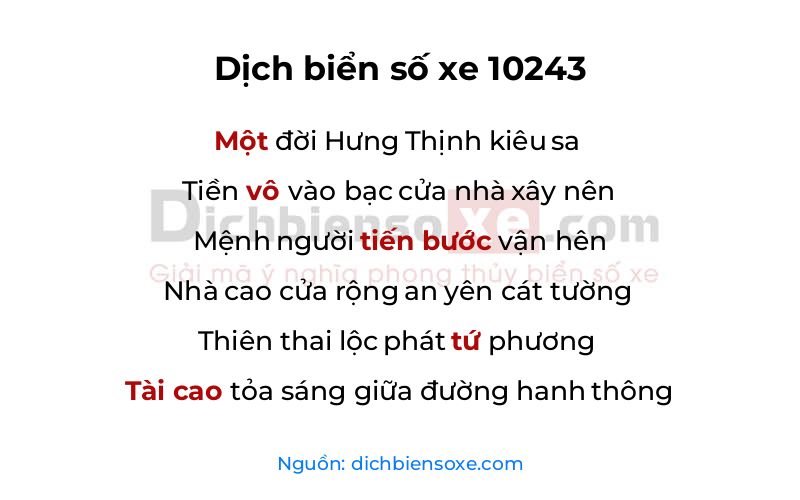 Dịch thơ biển số 10243