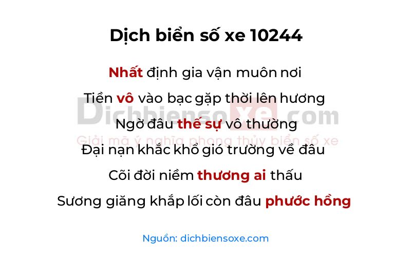 Dịch thơ biển số 10244