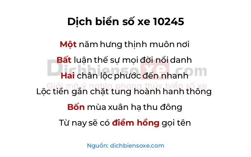 Dịch thơ biển số 10245