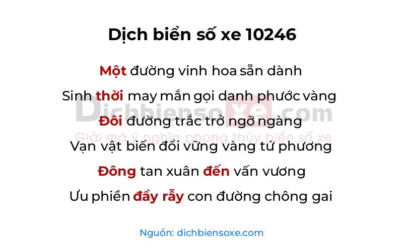 Dịch thơ biển số 10246