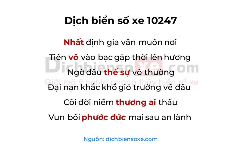 Dịch thơ biển số 10247