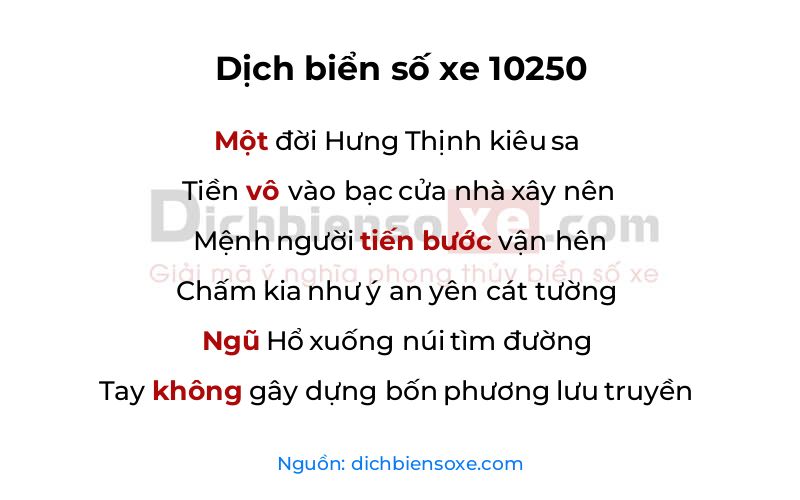 Dịch thơ biển số 10250