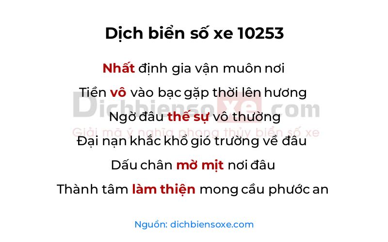 Dịch thơ biển số 10253