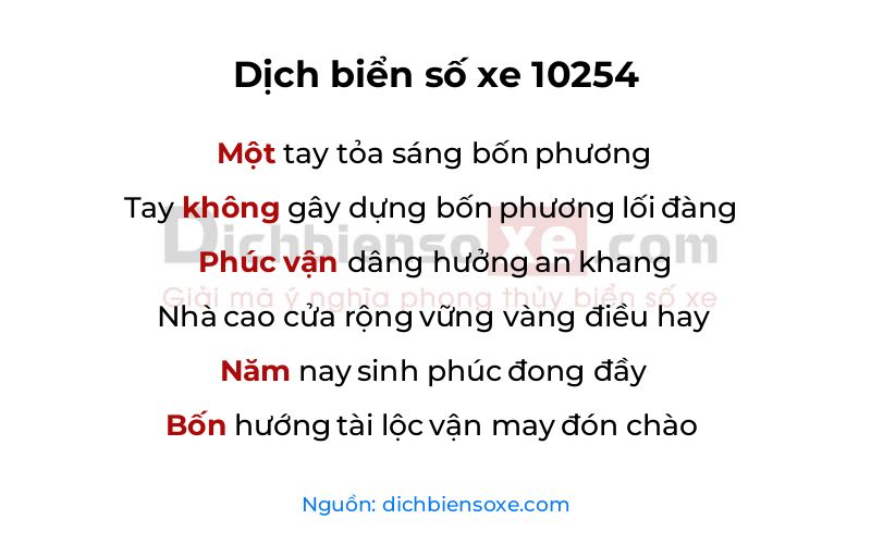 Dịch thơ biển số 10254