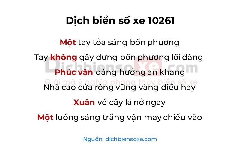 Dịch thơ biển số 10261