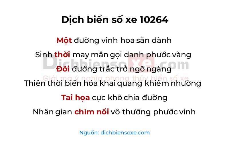 Dịch thơ biển số 10264