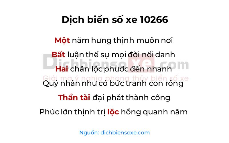 Dịch thơ biển số 10266