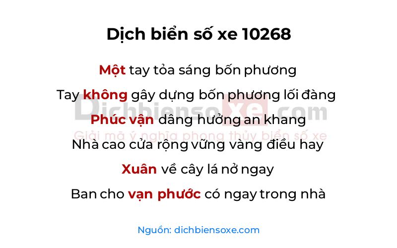 Dịch thơ biển số 10268