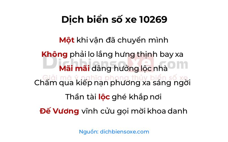 Dịch thơ biển số 10269