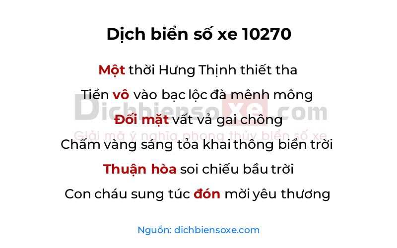 Dịch thơ biển số 10270