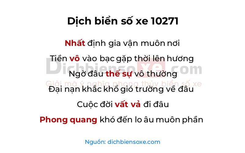 Dịch thơ biển số 10271