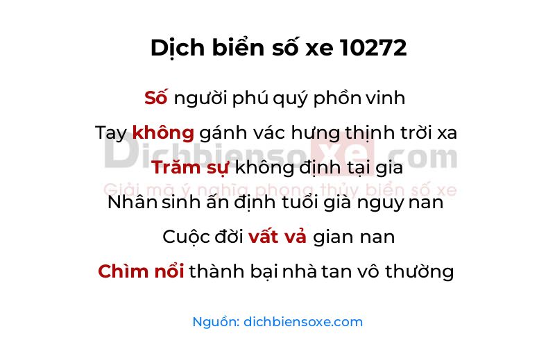 Dịch thơ biển số 10272