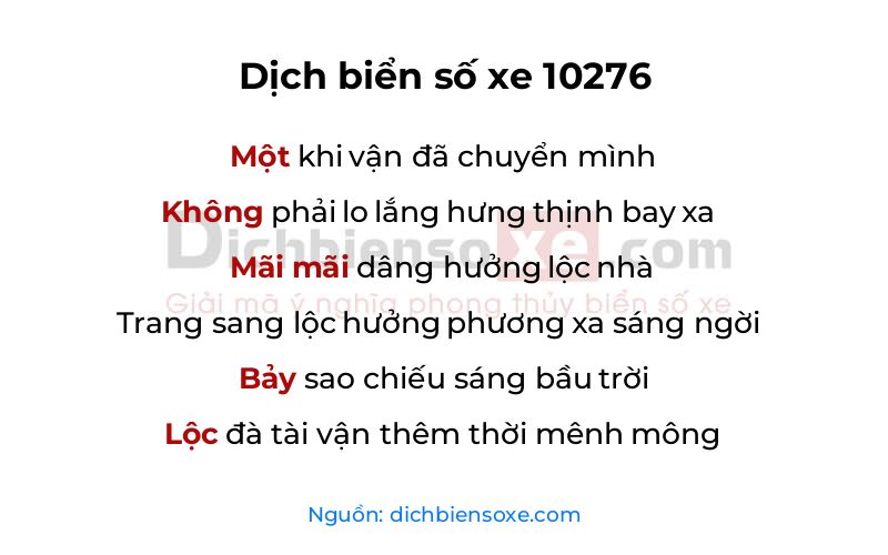 Dịch thơ biển số 10276