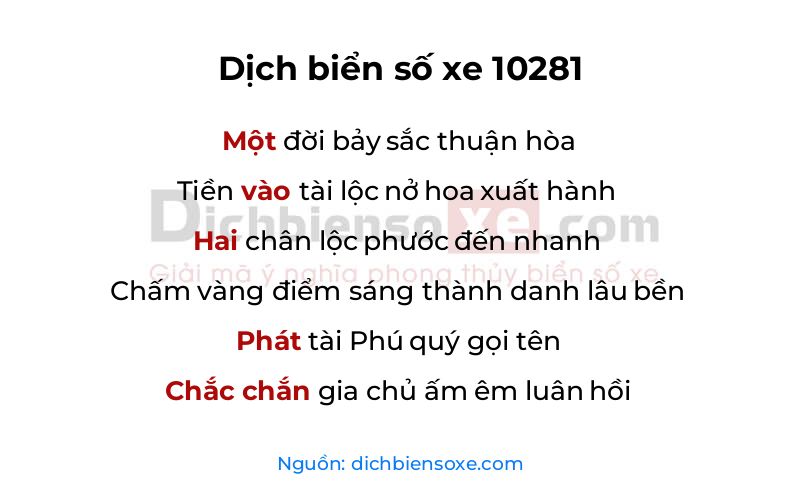 Dịch thơ biển số 10281