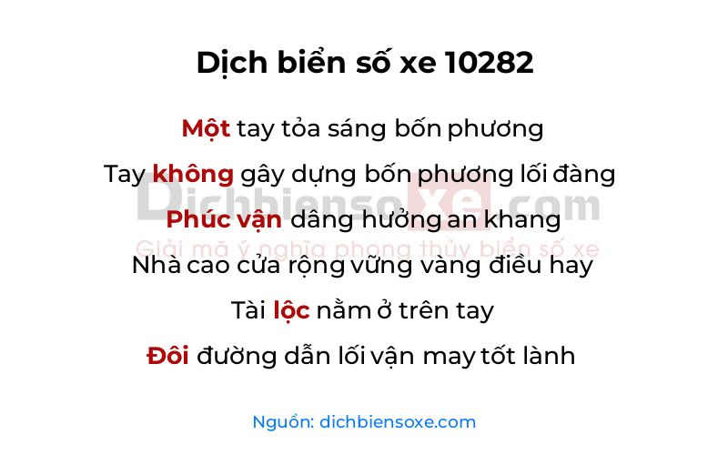 Dịch thơ biển số 10282