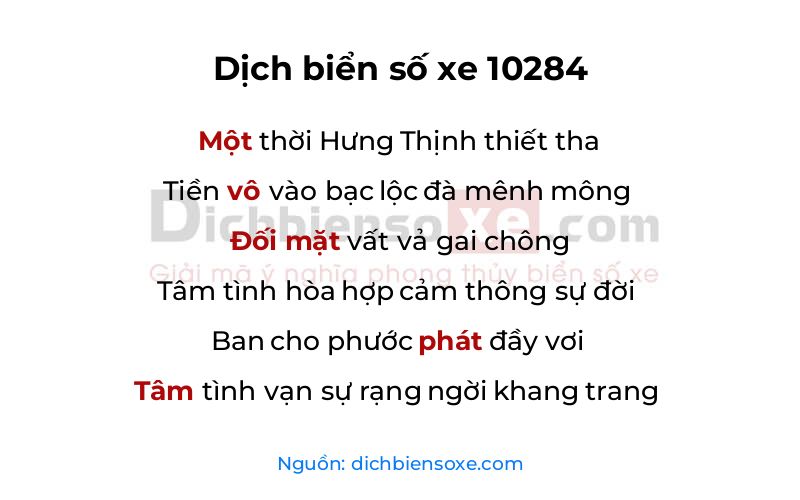 Dịch thơ biển số 10284