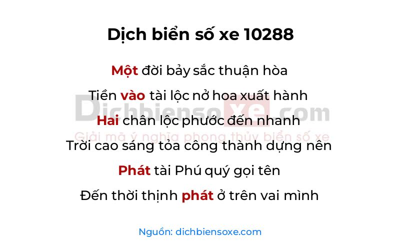 Dịch thơ biển số 10288