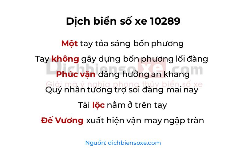 Dịch thơ biển số 10289