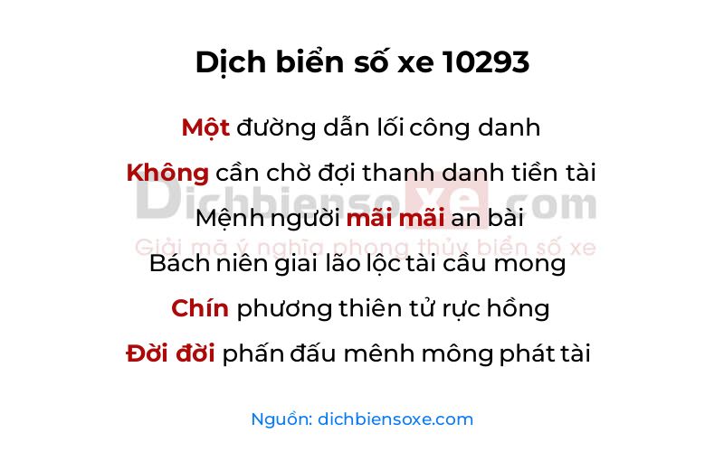 Dịch thơ biển số 10293