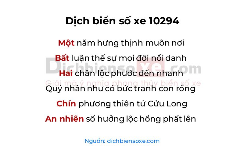 Dịch thơ biển số 10294