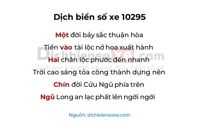 Dịch thơ biển số 10295