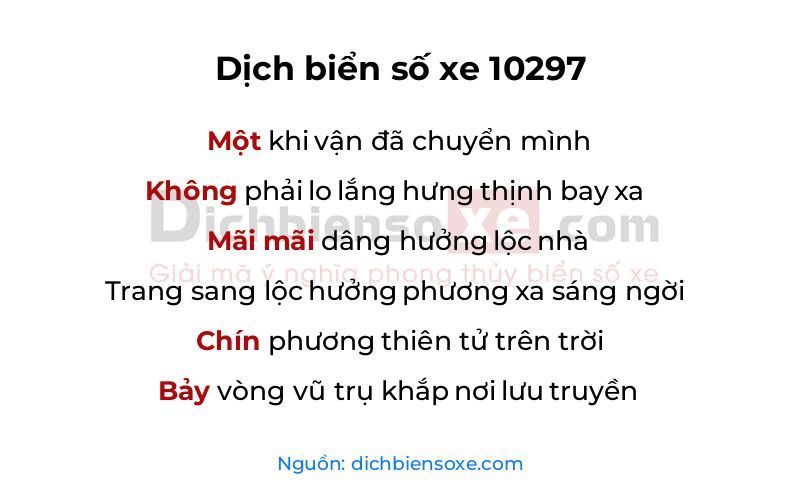 Dịch thơ biển số 10297