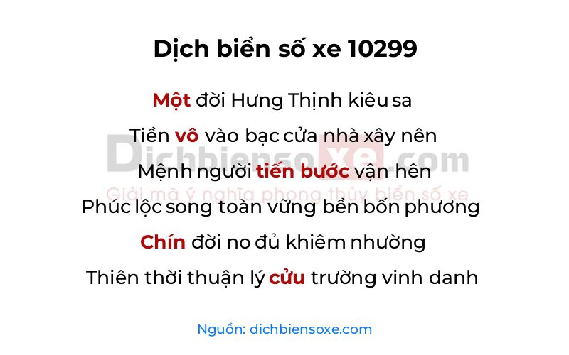 Dịch thơ biển số 10299