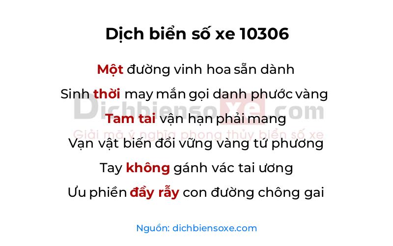 Dịch thơ biển số 10306